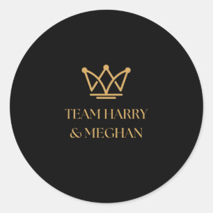STICKER ROND TEAM HARRY & MEGHAN AVEC GOLD CROWN