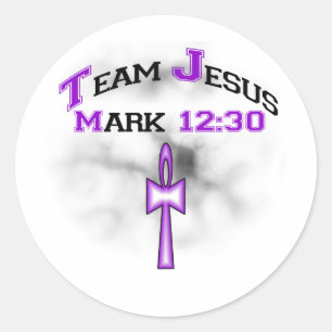 Sticker Rond Team Jesus Mark 12:30