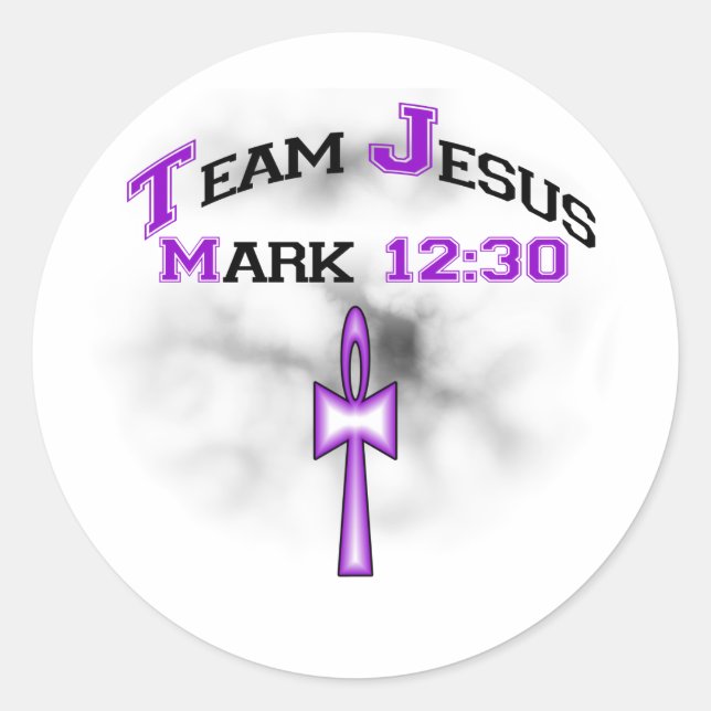 Sticker Rond Team Jesus Mark 12:30 (Devant)