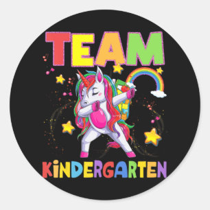Sticker Rond Team Kindergarten Dabbing Unicorn Retour À L'École