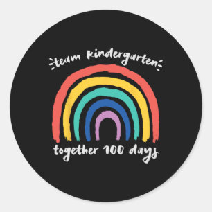 Sticker Rond Team Kindergarten Together 100 Jours Rainbow Teach