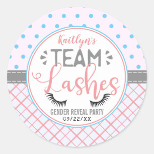 Sticker Rond "Team Lashes" Parti moderne de révélation de genre