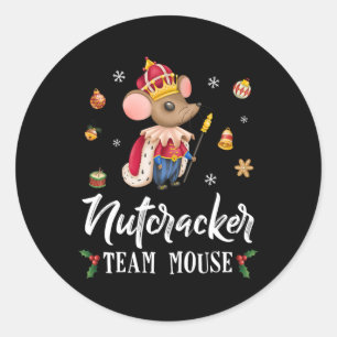 Sticker Rond Team Mouse Nutcracker Noël Danse Amusante Soldat