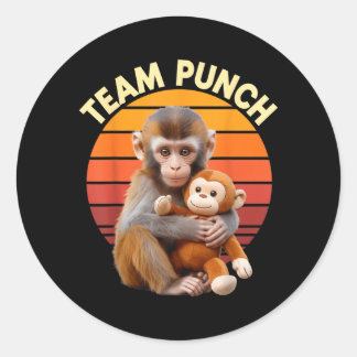 Sticker Rond Team Punch Monkey Plush Retro Sun