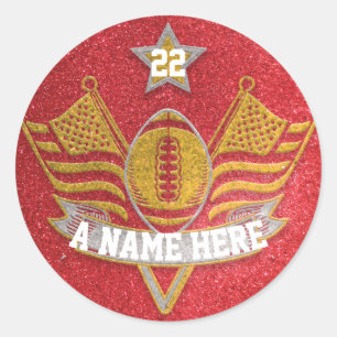 Sticker Rond Team Sports Red & Gold Parties scintillant College