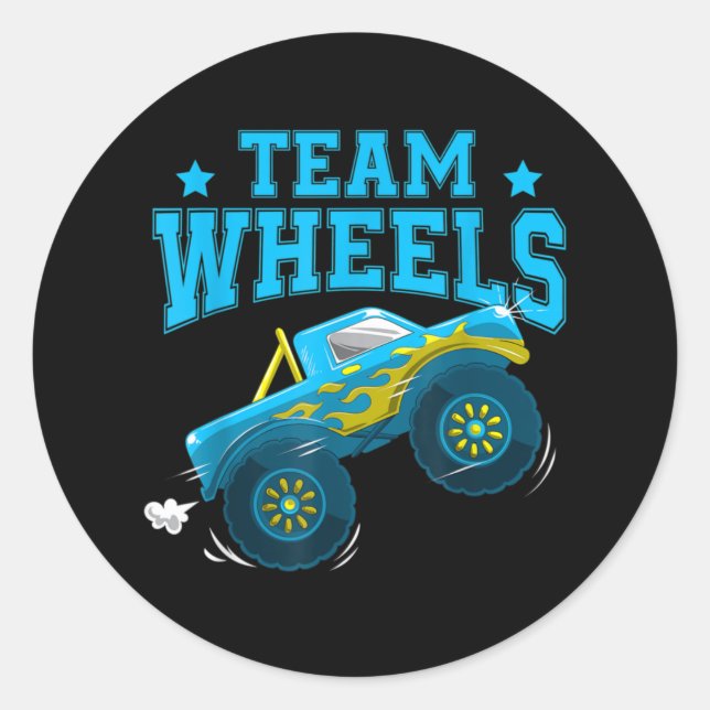 Sticker Rond Team Wheels Camion Garçon Genre Reveillez Famille  (Devant)