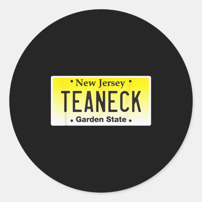 Sticker Rond Teaneck New Jersey Hometown Nj License Plate Graph (Devant)