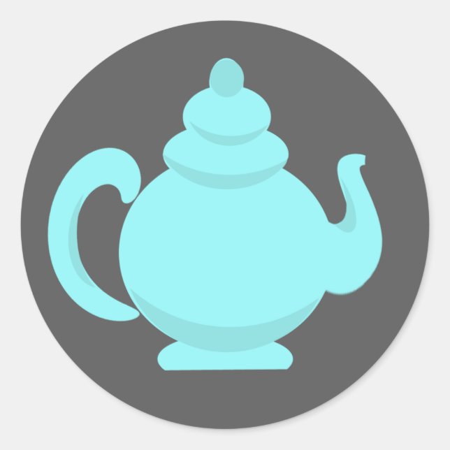 Sticker Rond Teapot Aqua et Grey (Devant)