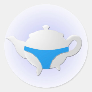 Sticker Rond Teapot bleu et lingerie