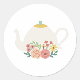 Sticker Rond Teapot floral