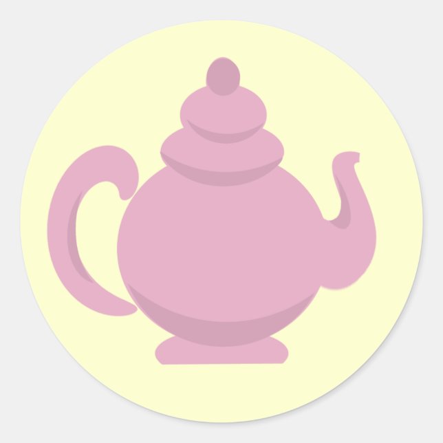 Sticker Rond Teapot rose et jaune (Devant)