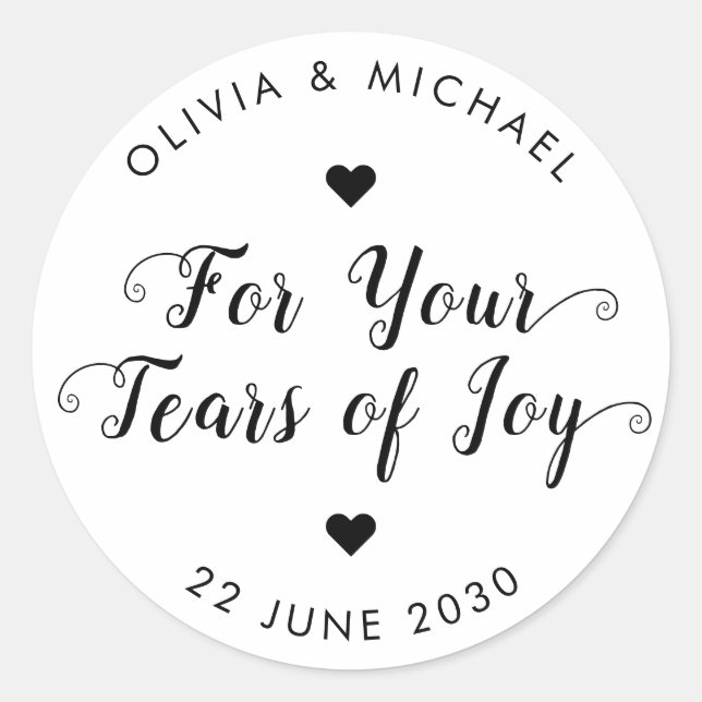 Sticker Rond Tears of Joy Modern Elegant Rustic Mariage Tissu (Devant)