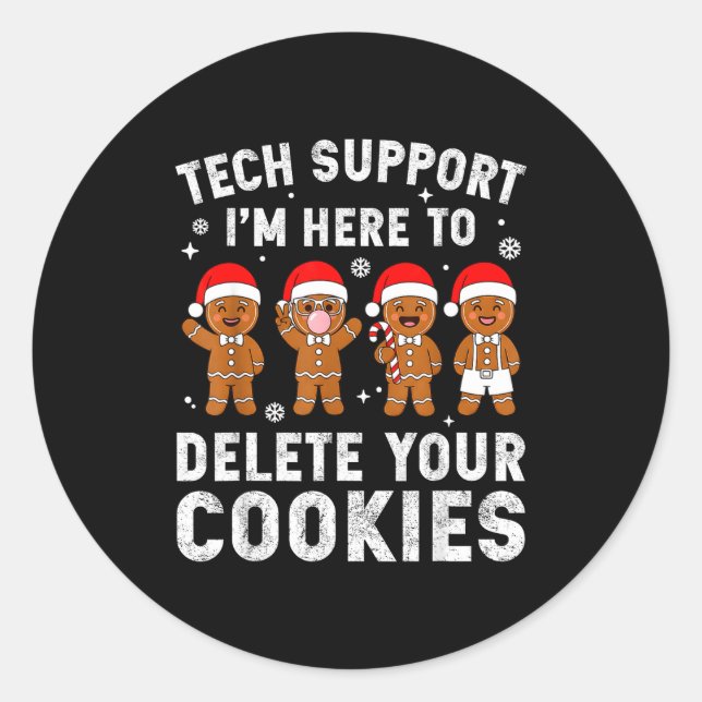 Sticker Rond Tech Suprt Christmas Cookies Women Men Funny Chris (Devant)