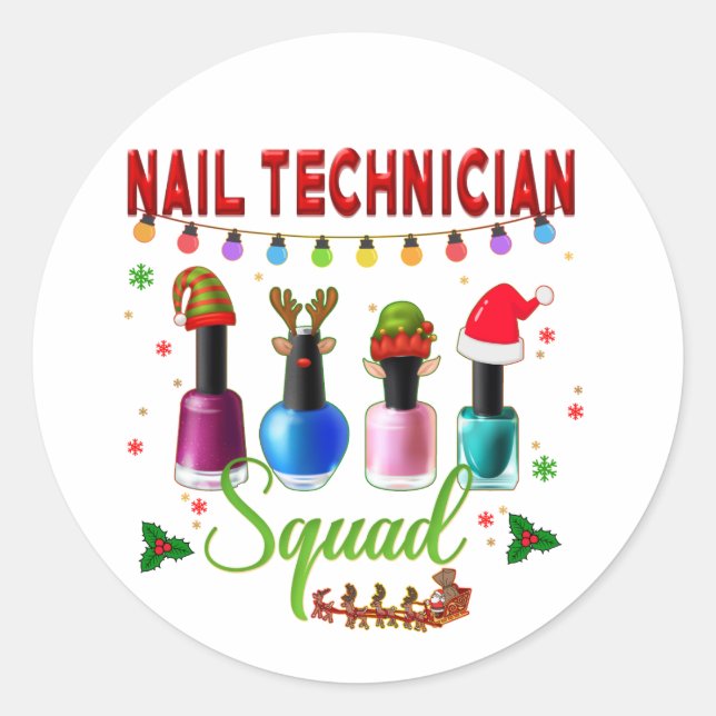 Sticker Rond Technicien de clou de Noël Propriétaires du salon  (Devant)