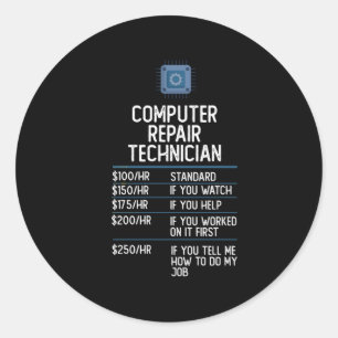 Sticker Rond technicien de réparation d'ordinateur drôle cadeau