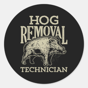 Sticker Rond Technicien d'enlèvement de porc Chasse Vintage de