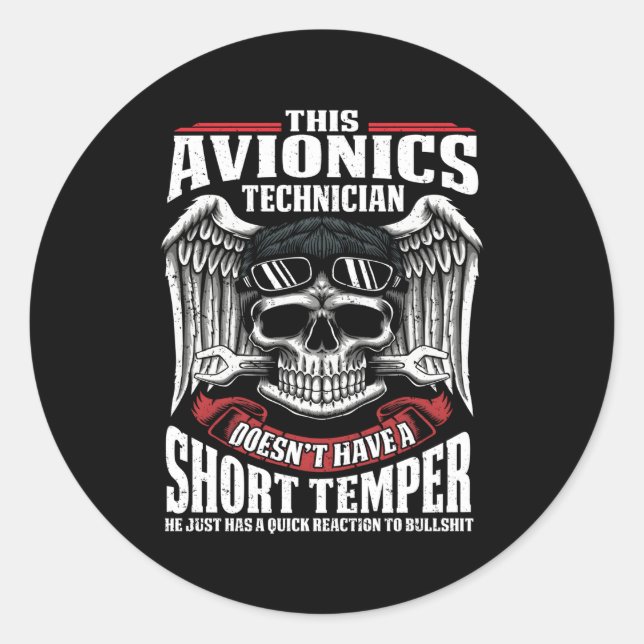 Sticker Rond Technicien en aéronautique Technicien en avionique (Devant)