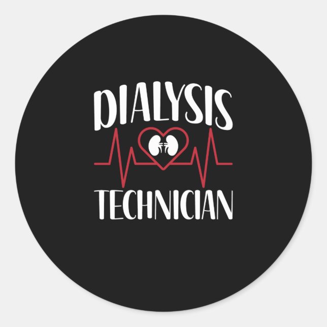 Sticker Rond Technicien en dialyse - EKG Pulse Heartbeat (Devant)