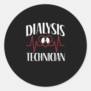 Sticker Rond Technicien en dialyse - EKG Pulse Heartbeat