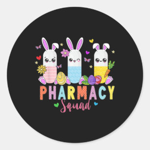 Sticker Rond Technicien en pharmacie Bunny Jour de Pâques Techn