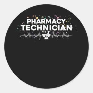 Sticker Rond Technicien en pharmacie cardiaque Pharmacy Tech