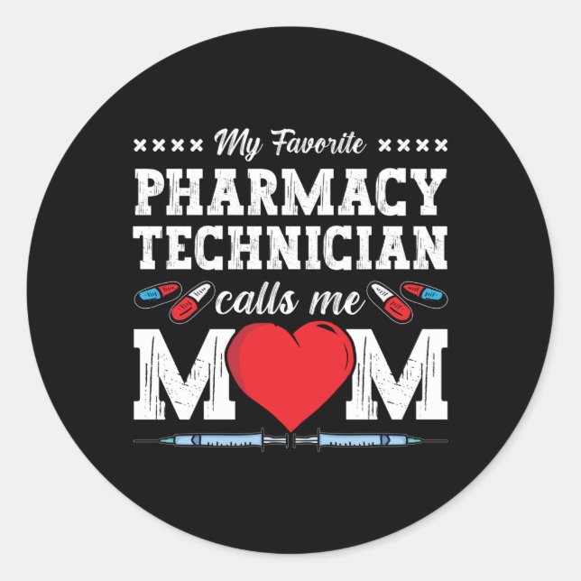 Sticker Rond Technicien En Pharmacie Me Appelle Maman Pharmacie (Devant)