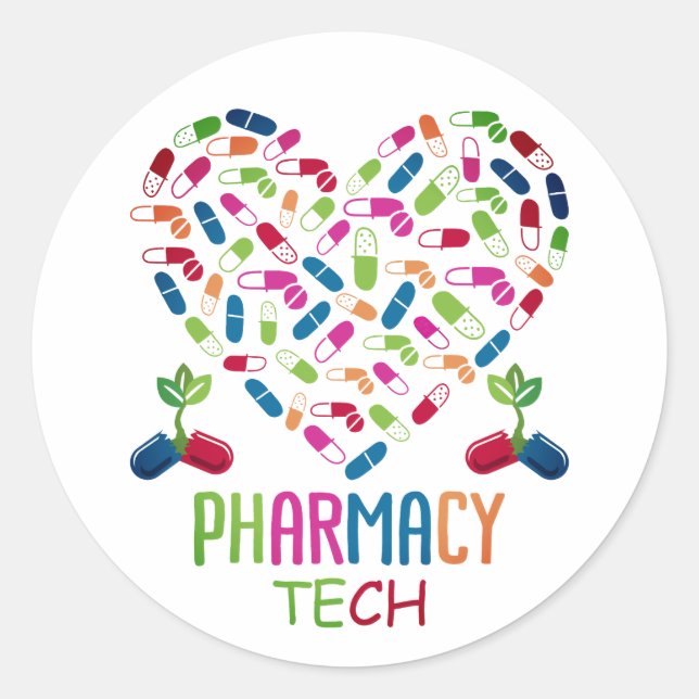 Sticker Rond Technicien en pharmacie pharmacien (Devant)
