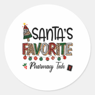 Sticker Rond Technicien en pharmacie préféré du Père Noël, Noël