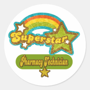 Sticker Rond Technicien en pharmacie Superstar