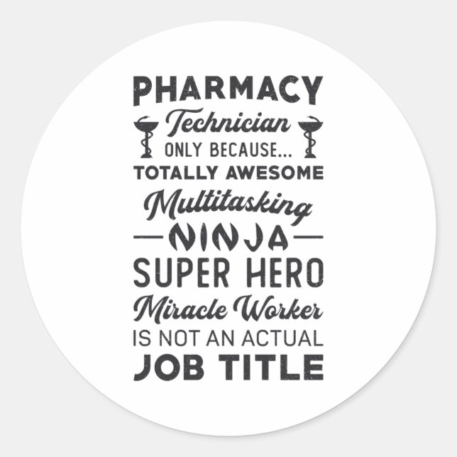 Sticker Rond Technicien en pharmacie Tech Hero Médecine Pharmac (Devant)