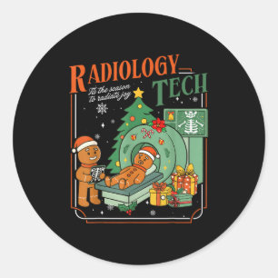 Sticker Rond Technicien en radiologie de Noël Homme en pain d'é
