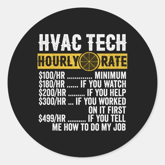 Sticker Rond Technicien Hvac Taux Horaire S (Devant)