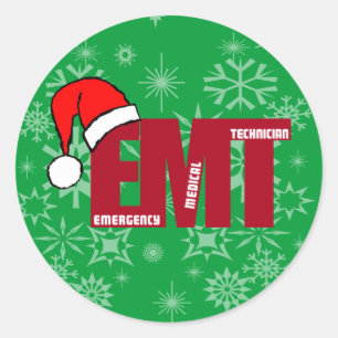 Sticker Rond TECHNICIEN MÉDICAL de SECOURS de Père Noël EMT de