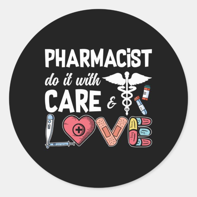 Sticker Rond Technicien Pharmaceutique Pharmacien Le Faire Avec (Devant)