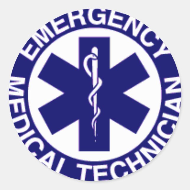 STICKER ROND TECHNICIENS MÉDICALES D'URGENCE EMT (Devant)