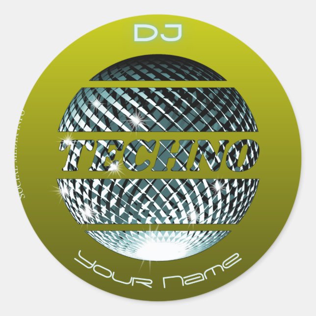 Sticker Rond Techno music DJ Carte de visite (Devant)