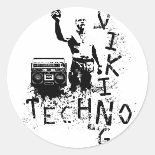 Sticker Rond Techno Viking
