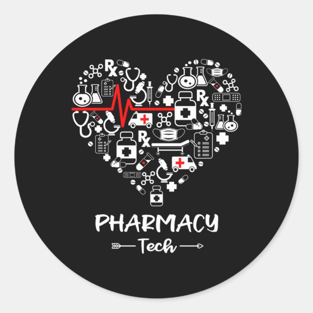 Sticker Rond Technologie de la pharmacie Il Technologie de la p (Devant)