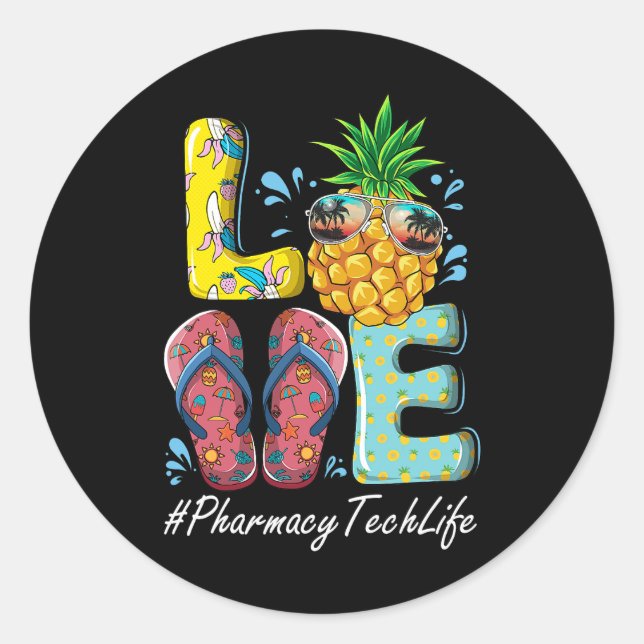 Sticker Rond Technologie de pharmacie Bonjour été heureux de la (Devant)