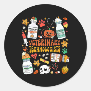 Sticker Rond Technologues vétérinaires rétro Éffrayant Hallowee