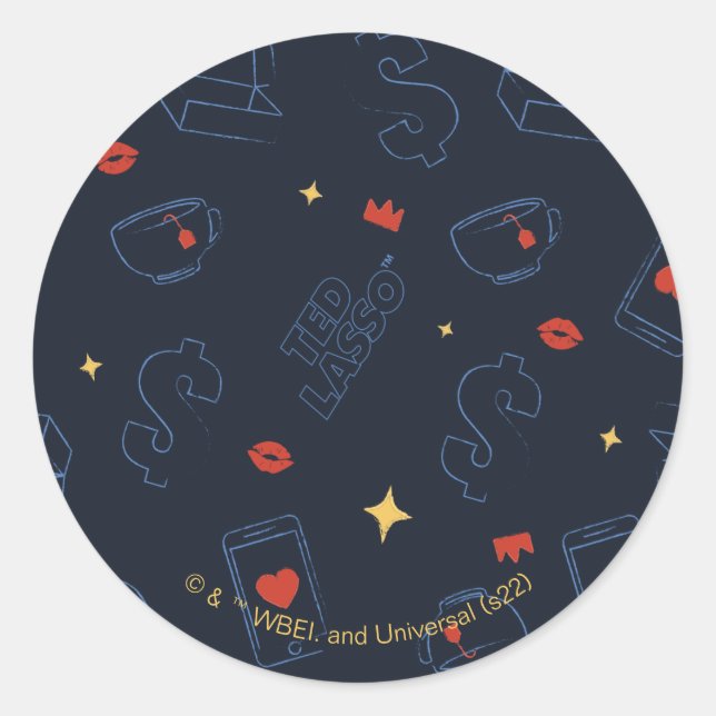 Sticker Rond Ted Lasso | Tea et biscuit Icon Toss Motif (Devant)