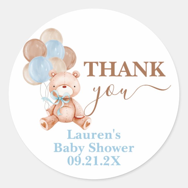 Sticker Rond Teddy Bear Baby shower Favoriser Tags (Devant)