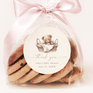 Sticker Rond Teddy Bear Boho Baby shower Merci Favoriser