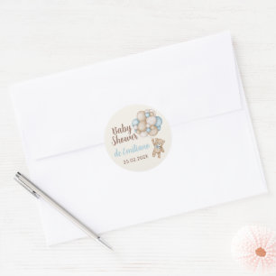 Sticker Rond Teddy Bear Espagnol Baby shower garçon