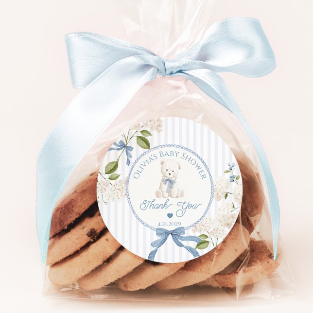 Sticker Rond Teddy Bear French Nursery Baby shower Thank you (Créateur téléchargé)