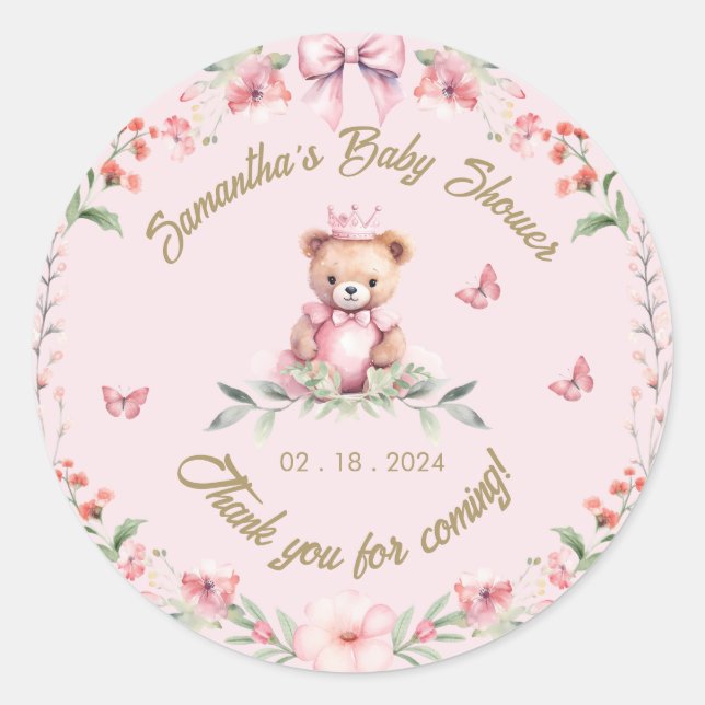 Sticker Rond Teddy Bear Hugs & Butfly Kisses : Merci (Devant)