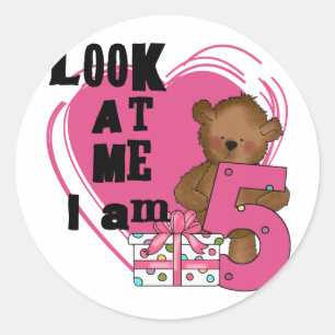 Sticker Rond Teddy Bear I'm 5 Anniversaire T-shirts et cadeaux