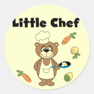 Sticker Rond Teddy Bear Little Chef Tshirts et cadeaux