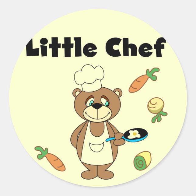 Sticker Rond Teddy Bear Little Chef Tshirts et cadeaux (Devant)