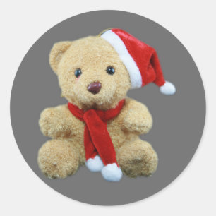 Sticker Rond Teddy Bear Père Noël